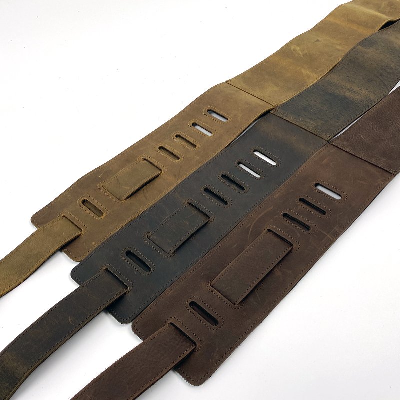 Crazy Horse Leather Guitar Strap - Khaki