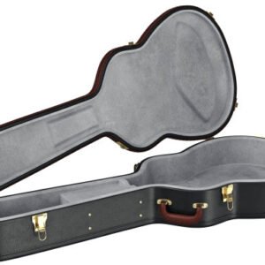 Black Leather Acoustic Guitar Case Open View