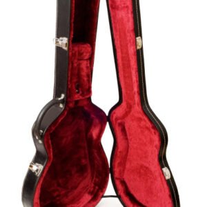 Black Leather Acoustic Guitar Case Red Lining