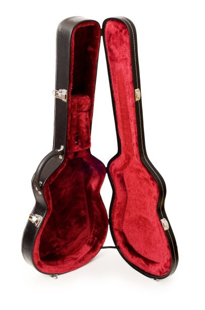 Black Leather Acoustic Guitar Case Red Lining