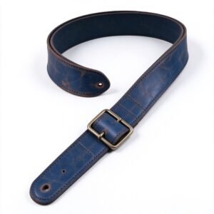 Atelier Deep Sea Blue Two-Tone Burnished Leather Guitar Strap