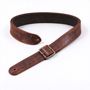 Atelier Deep Brown Duo-Tone Burnished Leather Guitar Strap
