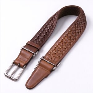 Atelier Deep Brown Woven Leather Guitar Strap