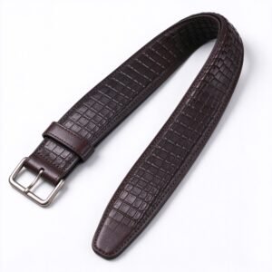 Atelier Deep Brown Croc Leather Guitar Strap