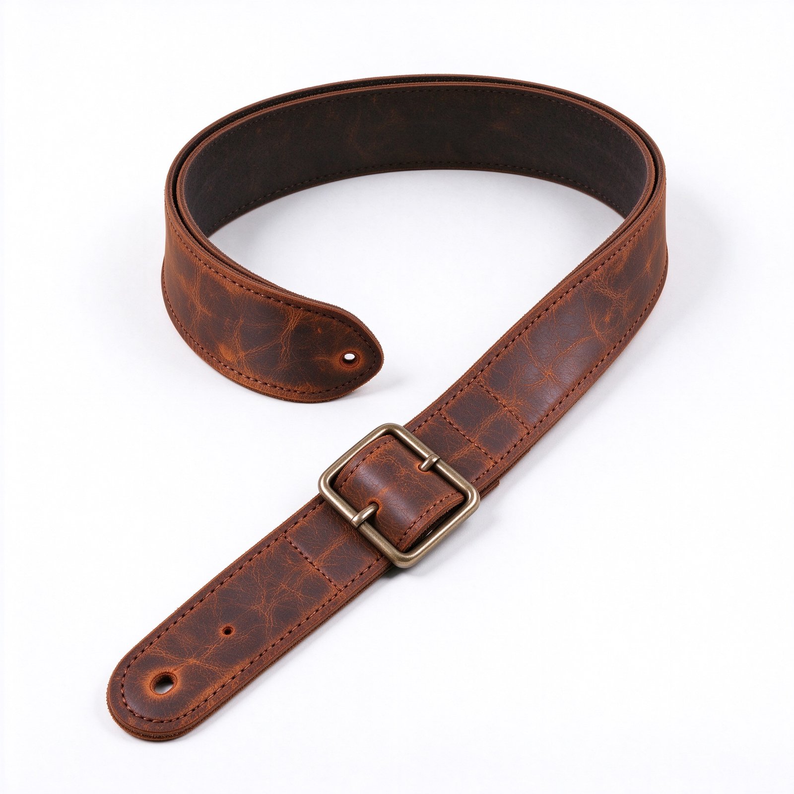 Atelier Caramel Two-Tone Crazy Horse Leather Guitar Strap