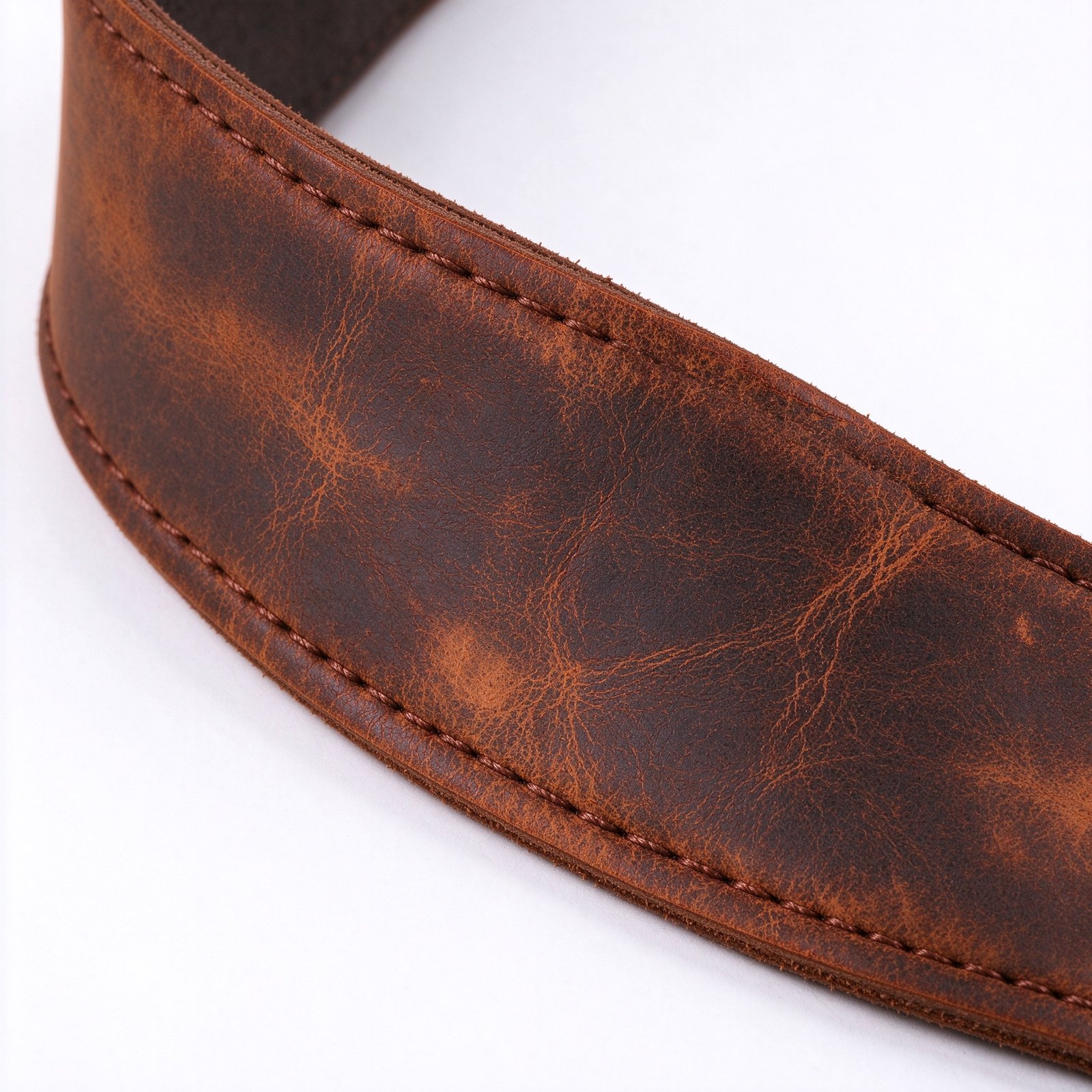 Atelier Cognac Two-Tone Crazy Horse Leather Guitar Strap - Image 2