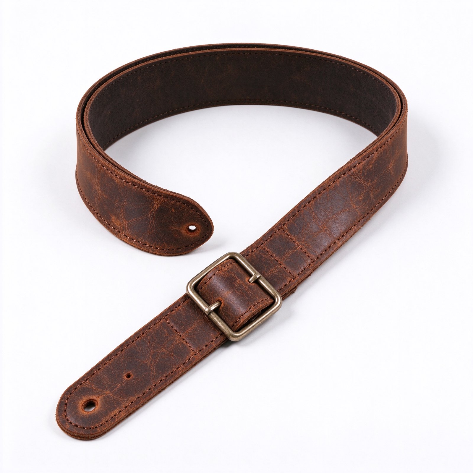 Atelier Cognac Two-Tone Crazy Horse Leather Guitar Strap