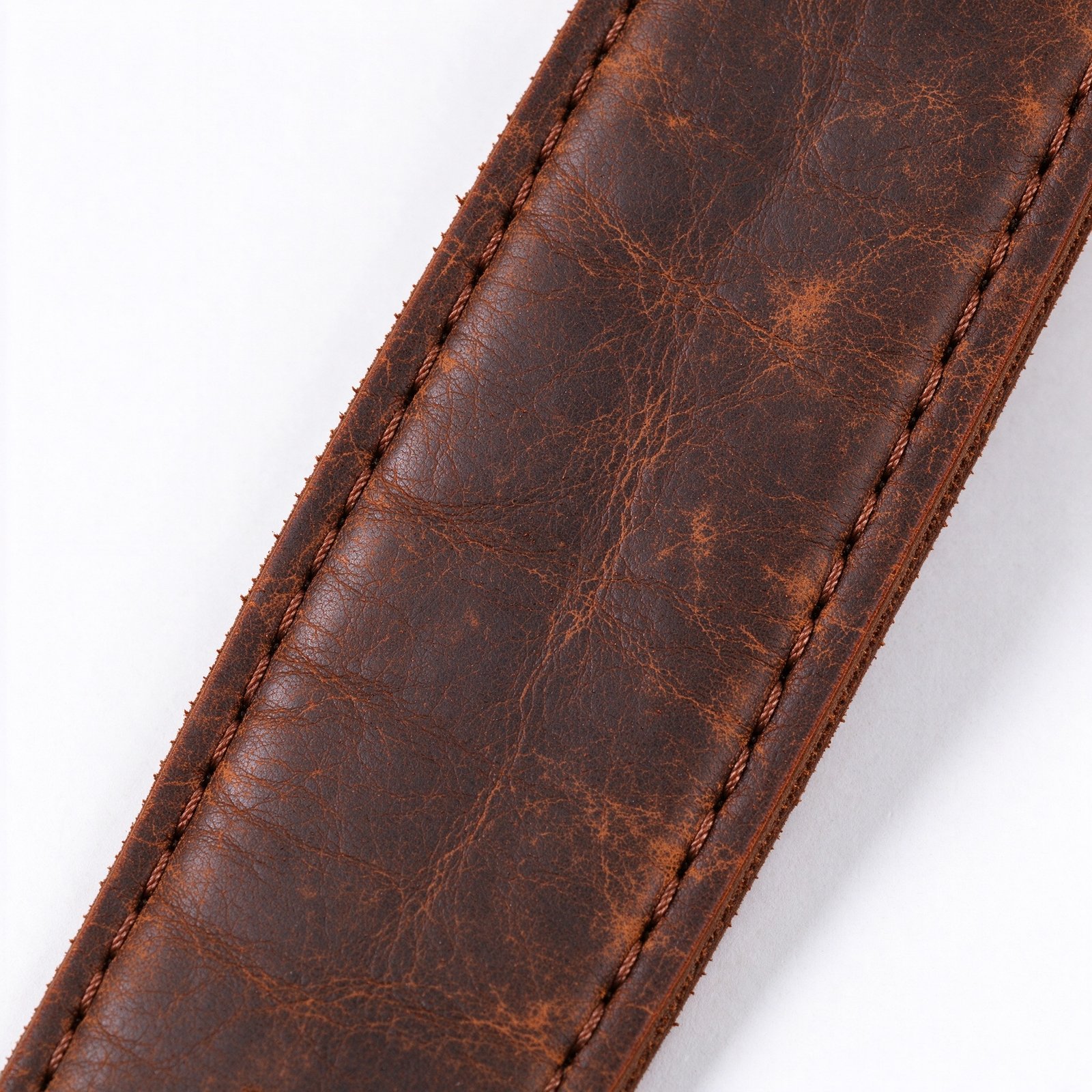 Atelier Hand-Finished Crazy Horse Leather Guitar Strap - Coffee Brown - Image 2