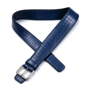 Atelier Deep Blue Croc Leather Guitar Strap