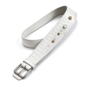 Atelier Pearl White Croc Leather Guitar Strap - Riveted