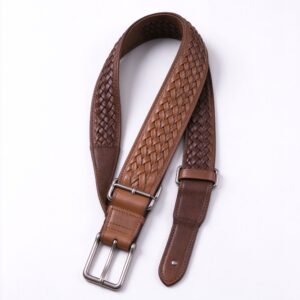 Atelier Deep Brown Woven Leather Guitar Strap