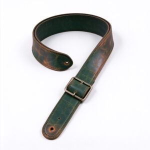 Atelier Forest Green Duo-Tone Burnished Leather Guitar Strap