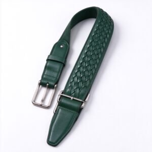 Atelier Forest Green Woven Leather Guitar Strap