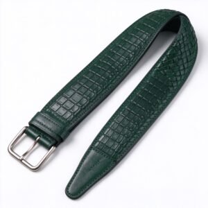 Atelier Forest Green Croc Leather Guitar Strap