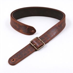 Atelier Warm Grey Two-Tone Burnished Leather Guitar Strap