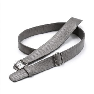 Atelier Smokey Grey Croc Leather Guitar Strap