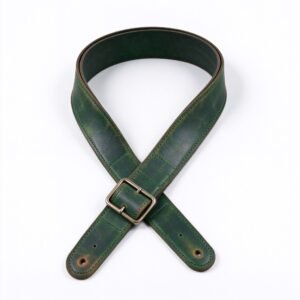 Atelier Deep Green Vintage Burnished Leather Guitar Strap