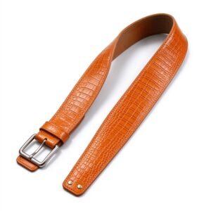Atelier Burnt Orange Croc Leather Guitar Strap