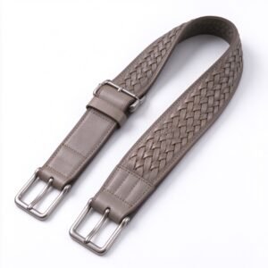 Atelier Taupe Grey Woven Leather Guitar Strap