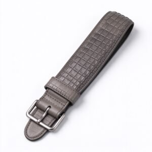 Atelier Taupe Grey Croc Leather Guitar Strap