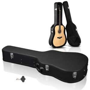 41 Inch Wooden Hardshell Guitar Case for Airline Travel - Black