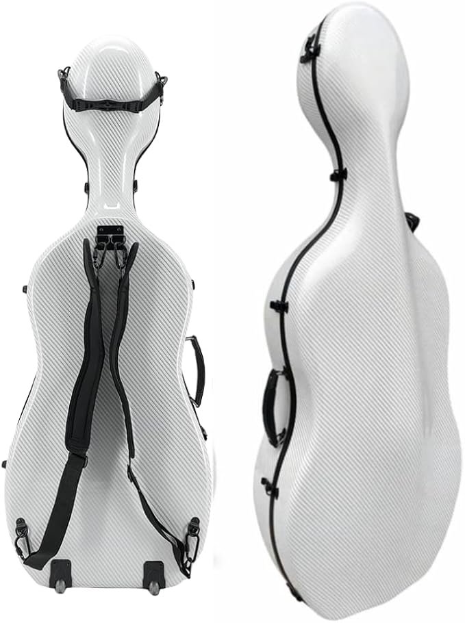 White Carbon Fiber Cello Case with Wheels