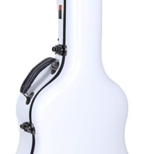 White Fiberglass Classical Guitar Case with Black Trim