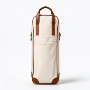 Cream Canvas Drumstick Bag - 6 Pair with Leather Trim