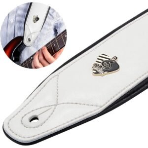 Deluxe Padded Guitar Strap – White Detail
