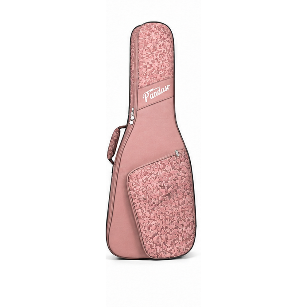 Pandaso Pink Floral Guitar Gig Bag - Front View