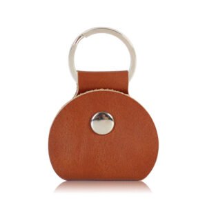 Round Leather Guitar Pick Holder Keychain
