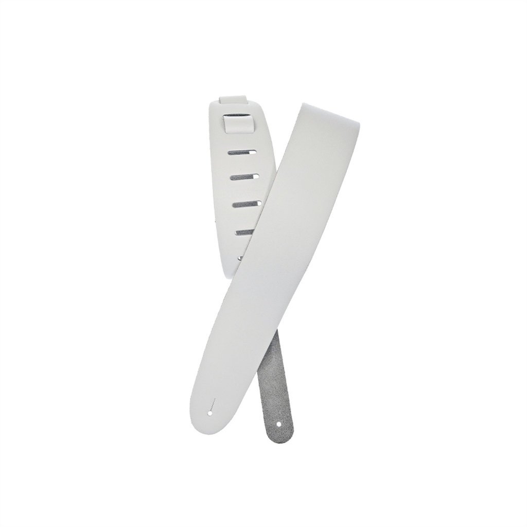 White Leather Ukulele Strap Pair