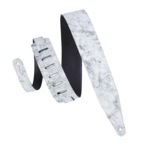Vintage Tooled Leather Guitar Strap - White