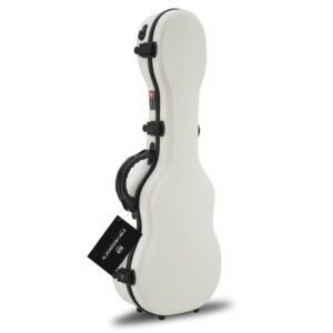 White Fiberglass Concert Ukulele Hard Case with Backpack Straps
