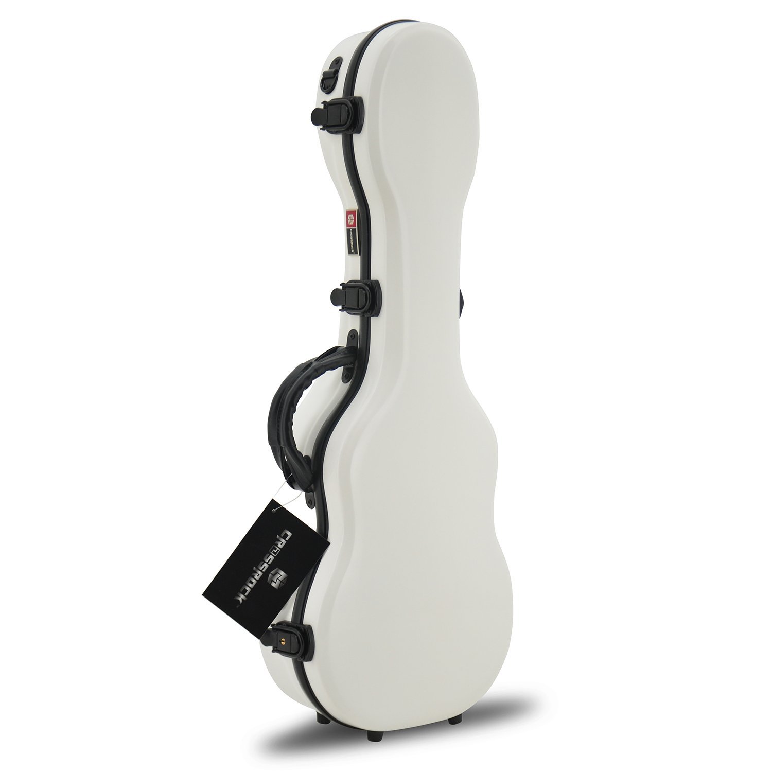 White Fiberglass Concert Ukulele Hard Case with Backpack Straps